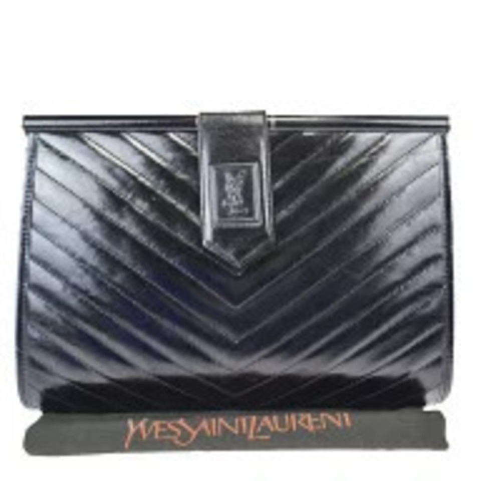 Saint Laurent Yves Leather Clutch Bag Black
